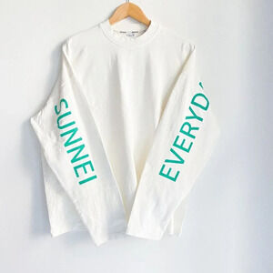 Sunnei White teal Spellout Long Sleeve T shirt Top S